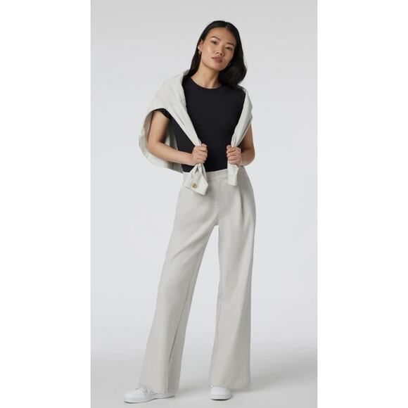 Vuori Elevation Trouser Dreamknit Move Pleated Pants Ecru Heather | M EUC - Picture 11 of 12